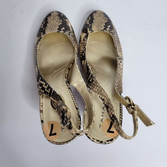 Tahari snake print platform slingback Heels Size 7M - Picture 8 of 12